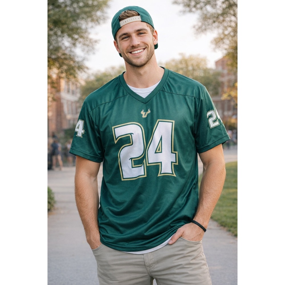 USF South Florida Bulls NCAA Men's Size Large #24 Green Football Jersey NEW